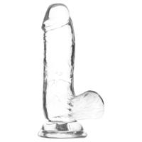 Addiction Crystal - přísavkový, varlatový dildo (průhledný) - 15 cm