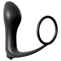 Analfantasy - prstový anální vibrátor s erekčním kroužkem (černý)