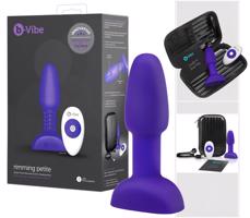 b-Vibe Rimming - točící anální vibrátor s perlami (fialový)