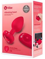 b-vibe srdce - nabíjecí anální vibrátor s dálkovým ovládáním (červený)