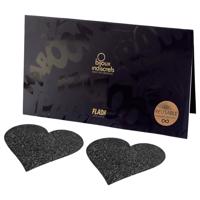 Bijoux Indiscrets Flash - černá srdcová nálepka na bradavky