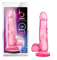 bjours Sweet N Hard 4 - přísavkový, varlatový dildo (růžový)