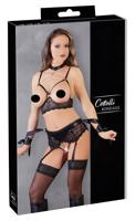 Cottelli Bondage - krajková sada prádla (5 dílů) - XL