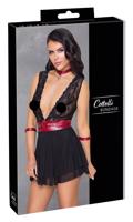 Cottelli Bondage - krajkový babydoll s obojkem (černý) - M