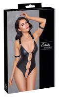 Cottelli Bondage - lesklé otevřené body s kroužkem (černé)