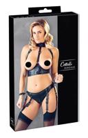Cottelli Bondage - lesklý košíček s pouty (černý) - L