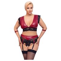 Cottelli Bondage Plus Size - krajková podprsenka set (červený)