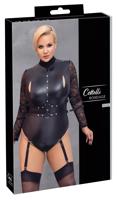 Cottelli Bondage Plus Size - krajkový body s rukávy (černý) - 2XL