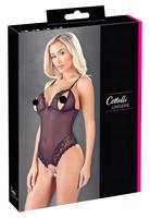 Cottelli - krajkový, perlový otevřený body (černý) - XL