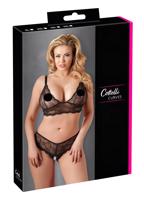 Cottelli Plus Size - krajkový podprsenkový set (černý) - XXL