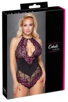 Cottelli Plus Size - květinové body (černo-fialová) - 4XL