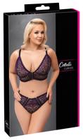 Cottelli Plus Size - průhledná souprava podprsenky s potiskem (fialová)