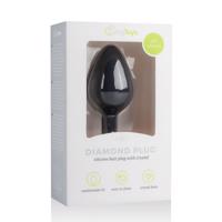 Easytoys Diamond - anální kolík s bílým kamenem (střední) - černý