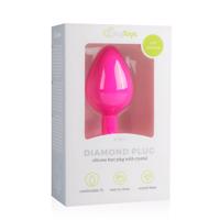 Easytoys Diamond - anální kolík s bílým kamenem (střední) - růžový