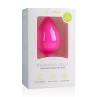 Easytoys Diamond - anální kolík s bílými kameny (velký) - růžový