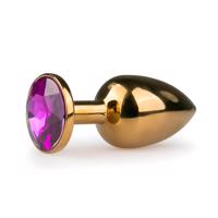 Easytoys Kovové No.1 - anální kolík s fialovým kamenem - zlatý (2,5 cm)
