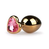 Easytoys Kovový Anální Kolík No.7 - růžový kámen, kužel, zlatý (3 cm)