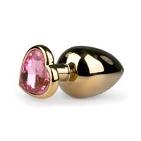 Easytoys Kovový anální kolík No.8 se srdcovou základnou - zlatá-růžová (3,5 cm)