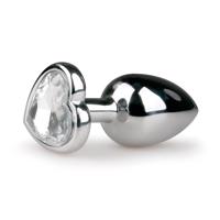 Easytoys Metal No.2 - anální kolík se srdcovým kamínkem (stříbrno-bílý)