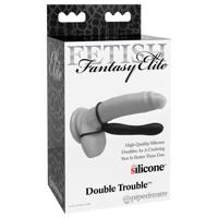 Fetish Double Trouble – erekční a penisový kroužek s dildem (černý)