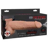 Fetish Strap-On 9 - nasaditelný, dutý, stříkající dildo (přírodní)
