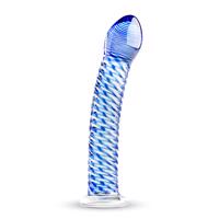 Gildo Glass No. 5 - spirál skleněné dildo (průhledné-modré)