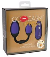 GoGasm Pussy &amp; Ass - vibrační duo vajíčka (fialovo-černé)