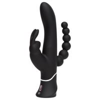 Happyrabbit Triple - akumulátorový stimulátor klitorisu a anální vibrátor (černý)