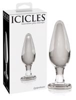 Icicles No. 26 - kuželový skleněný anální kolík (průhledný)