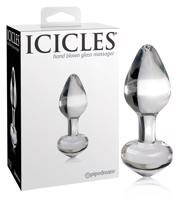 Icicles No. 44 - kónický, skleněný anální kolík (průhledný)
