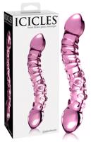 Icicles No. 55 - oboustranné skleněné dildo na G-bod (růžové)