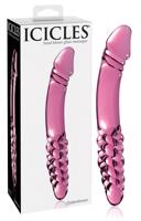 Icicles No. 57 - oboustranný skleněný dildo ve tvaru penisu (růžový)