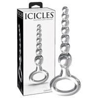 Icicles No. 67 - skleněné dildo s koulemi (průhledné)