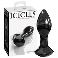 Icicles No. 78 - kuželový skleněný anální plug (černý)