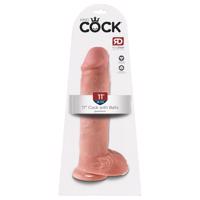 King Cock 11 - přísavkový dildo s varlaty (28 cm) - přírodní