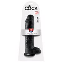 King Cock 11 - velký dildo s přísavkou a varlaty (28 cm) - černý