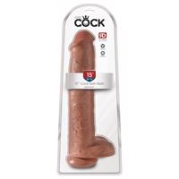 King Cock 15 - obří dildo (38 cm) - tmavá přírodní barva