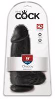 King Cock 9 Chubby - přísavkový, s varlaty (23 cm) - černý
