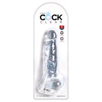 King Cock Clear 8 - přísavkový dildo s varlaty (20 cm)
