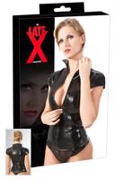 LATEX - dámský top s krátkým rukávem na zip (černý) - S