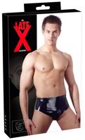 LATEX - pánské spodní prádlo s vnitřním kuželovým análním dildem (černé) - L