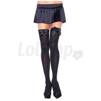 Leg Avenue Nylon Thigh Highs with Bow 6255 Black