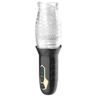 Leopard Bellucci 360 - rotující vibrační masturbátor (průhledno-černý)