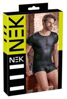 NEK - matný efekt, pánské tričko s krátkým rukávem (černé) - XL