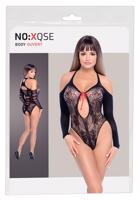 NO:XQSE - elegantní body s mašlí, dlouhý rukáv - černá (S-L)