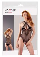 NO:XQSE - Květnaté síťované body s krčním páskem - černá (S-L)
