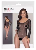 NO:XQSE - lesklé síťované body s dlouhými rukávy - černá (S-L)