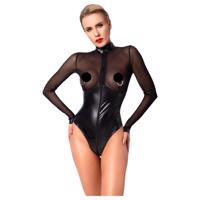 Noir - Lesklé body s průhlednými vložkami (černé) - M