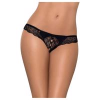 Obsessive Miamor - otevřená krajková tanga s kamínky (černá) - XXL