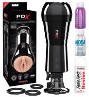 PDX Cock Compressor - sací a vibrační vaginální masturbátor (černý)